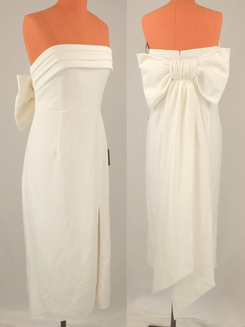 Lulu's Fabulous Phenomenon White Strapless Bow Midi Dress, White, XL